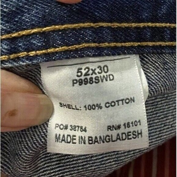 BERNE Carpenter Jean Men 52X30 Cotton Flat Front Dark Wash Straight Cut - Picture 11 of 11